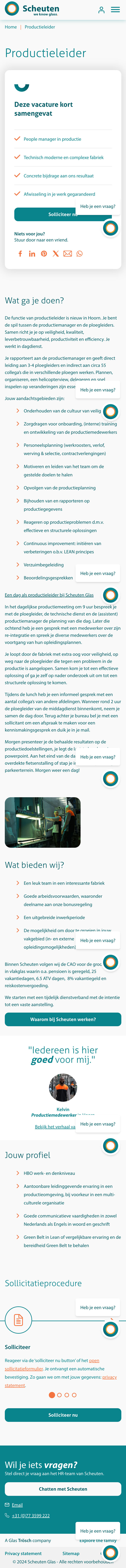 Scheuten Vacature pagina