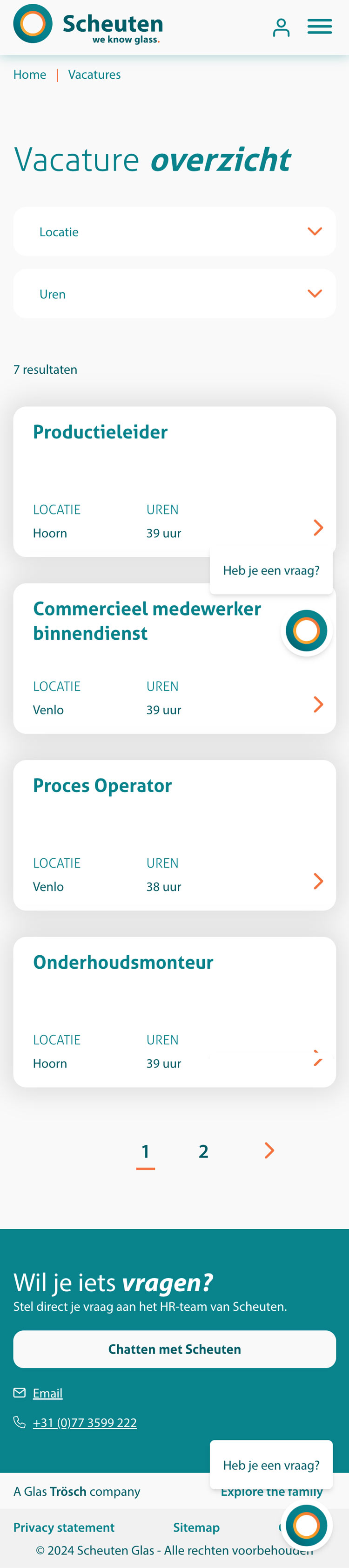 Scheuten Vacature overzicht