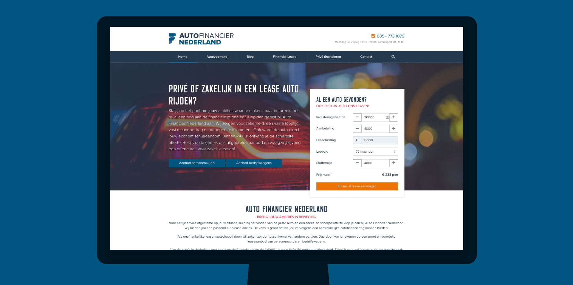 Autofinancier website screenshot