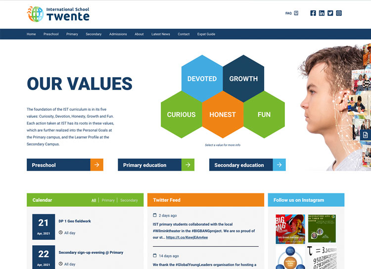 International School TwenteWordPress website case