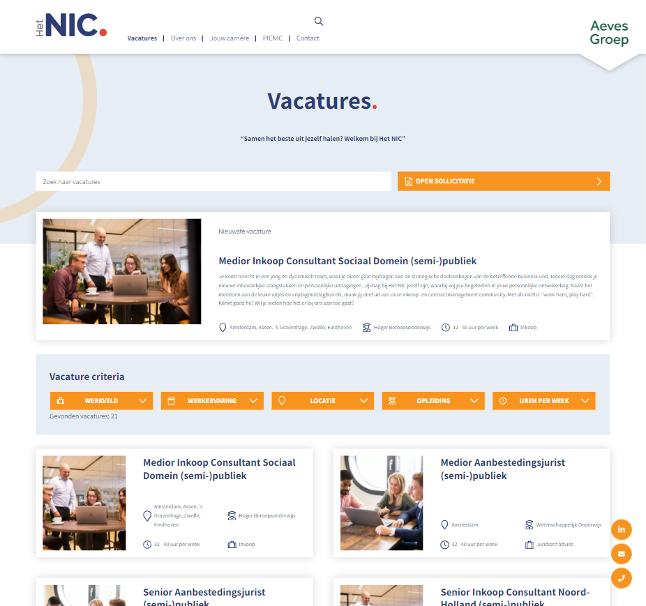 het NIC WerkenbijWerkenbij site case het NIC WerkenbijWerkenbij site case