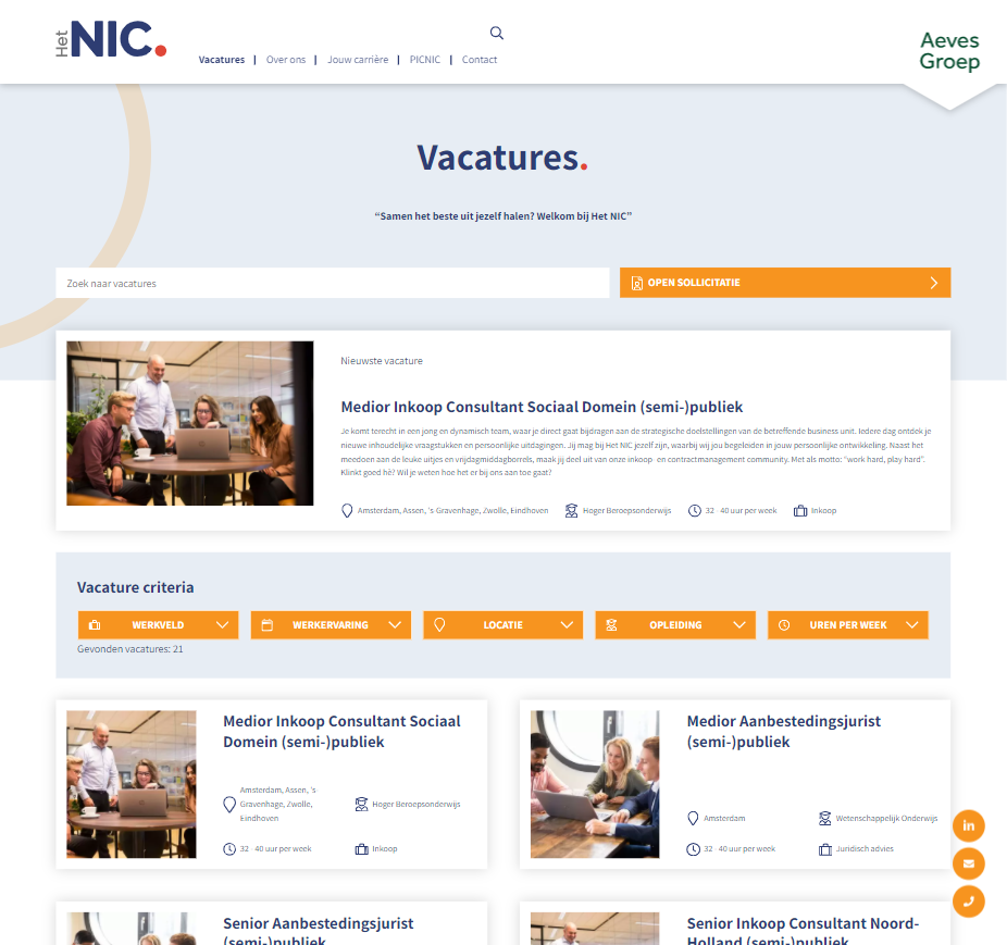 het NIC WerkenbijWerkenbij site case